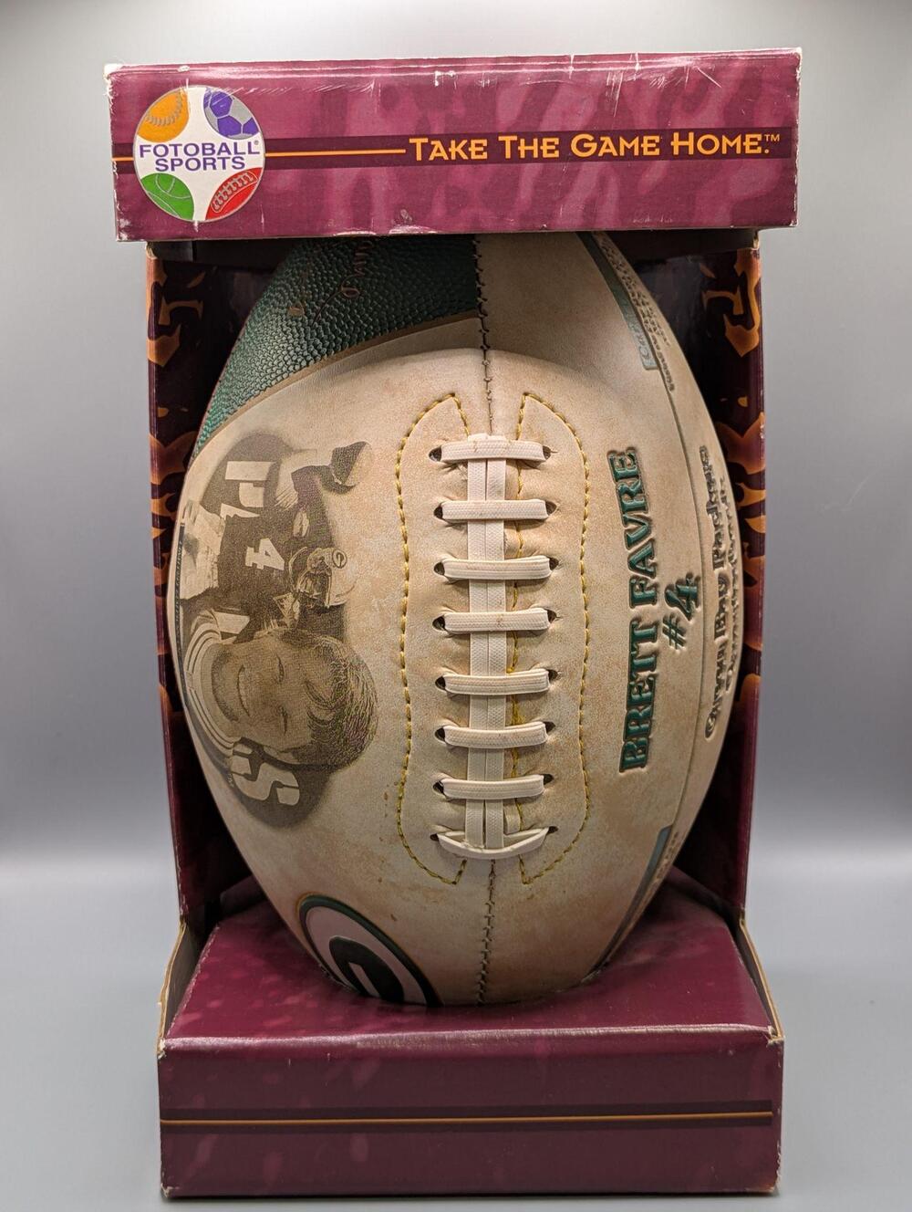 Vintage Green Bay Packers Brett Favre Fotoball Sports Beige NFL Football Ball